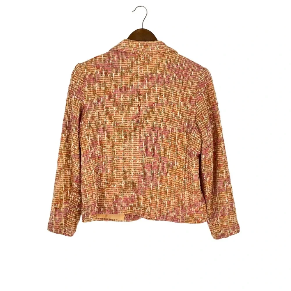 Coldwater Creek Womens‎ Blazer PM Petite Medium Tweed Orange Pink Textured